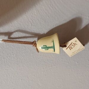 NWT Tesa Hand Painted Southwestern Saguaro Cactus Pottery Bell Wind Chime
